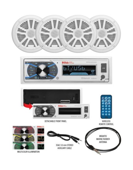 Морская аудиосистема 1DIN BOSS MCK632WB.64 (комплект4)