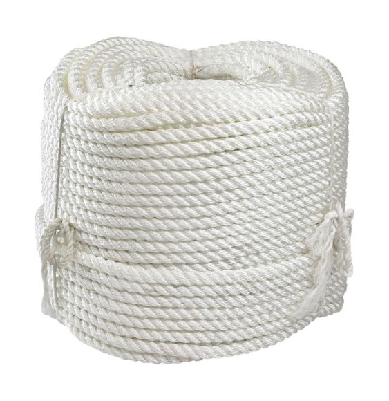 Веревка якорная 3-прядная d12мм, L150м, белый, Marine Rocket