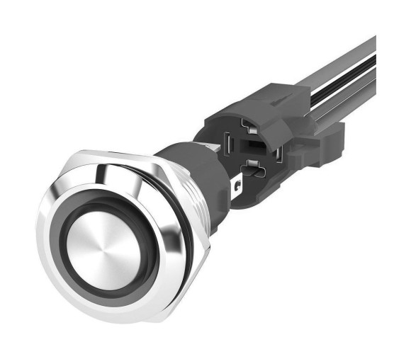 Кнопка без фиксации, подсветка красная, 12 В, д. 19мм Кнопка без фиксации, подсветка красная, 12 В, д. 19мм