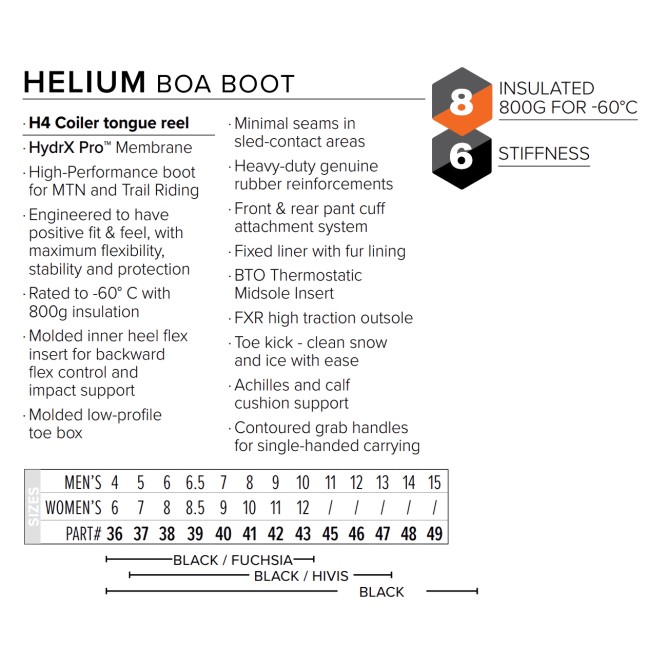 Ботинки FXR Helium BOA с утеплителем Black, 13