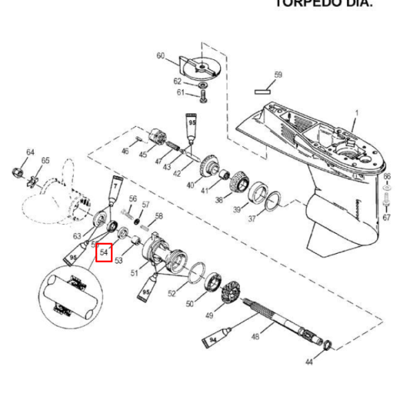 Сальник гребного вала Mercury 25-60 (69188; 8M0205511) (22х31.8х6.9) (Quicksilver)