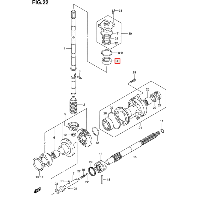 Подшипник роликовый Suzuki DF40-140(A) (25x52x19.25) (09265-25040 ; 09265-25046 ) (Sinera)