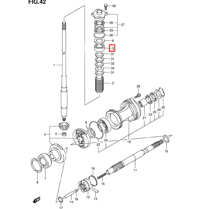 Подшипник роликовый Suzuki DF40-140(A) (25x52x19.25) (09265-25040 ; 09265-25046 ) (Sinera)
