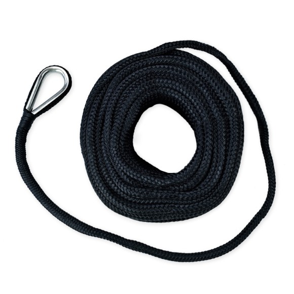 Трос (конец) якорный Skipper плетеный, 6мм, нейлон 50м, черный