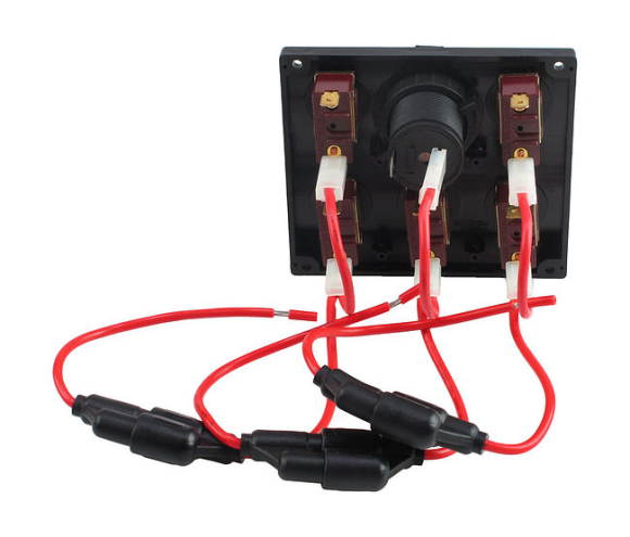 Панель бортового питания 5 переключателей, разъем прикуриватель