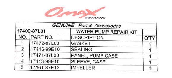 Ремкомплект помпы Suzuki DF70A-DF90A, Omax