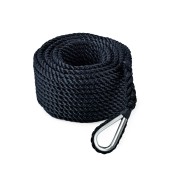 Трос (конец) якорный Skipper трёхпрядный, 12мм, нейлон 50м, черный