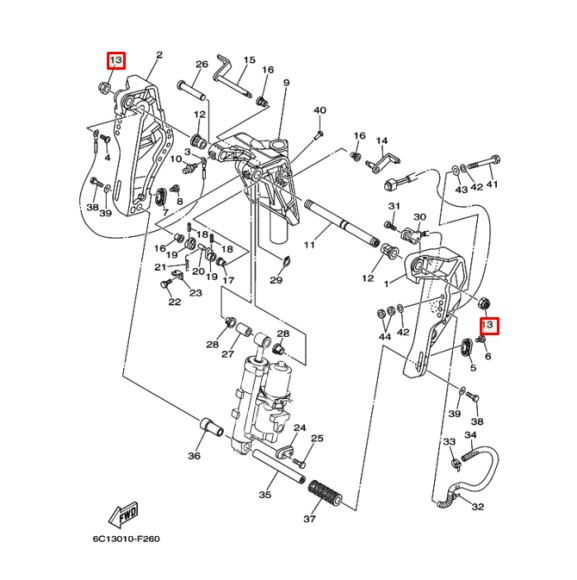 Гайка на ось подъема двигателя Yamaha F40-350 (90185-22007) (Yamaha) Гайка на ось подъема двигателя Yamaha F40-350 (90185-22007) (Yamaha)
