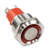 Кнопка без фиксации, подсветка, белая, 12 В, д. 19мм Кнопка без фиксации, подсветка, белая, 12 В, д. 19мм