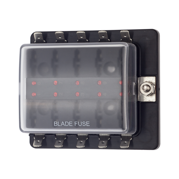 Блок предохранителей Skipper ножевой Быстрый зажим (0.25 дюйма), 10 цепей Блок предохранителей Skipper ножевой Быстрый зажим (0.25 дюйма), 10 цепей