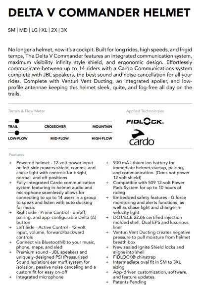Шлем 509 Delta V Commander с подогревом Black Ops, XL