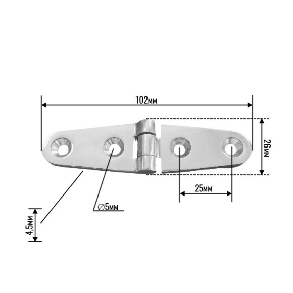 Петля узкая 102х26х4,5мм SUNFINE