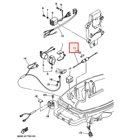Провод с предохранителем Yamaha 9,9-55 (PREMARINE)