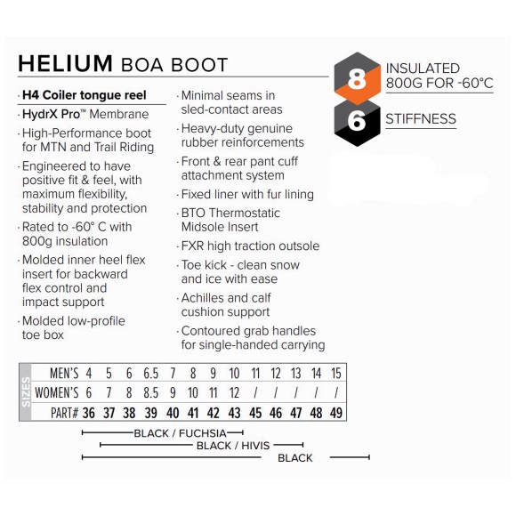 Ботинки FXR Helium BOA с утеплителем Black/Hi Vis, 9/11 Ботинки FXR Helium BOA с утеплителем Black/Hi Vis, 9/11