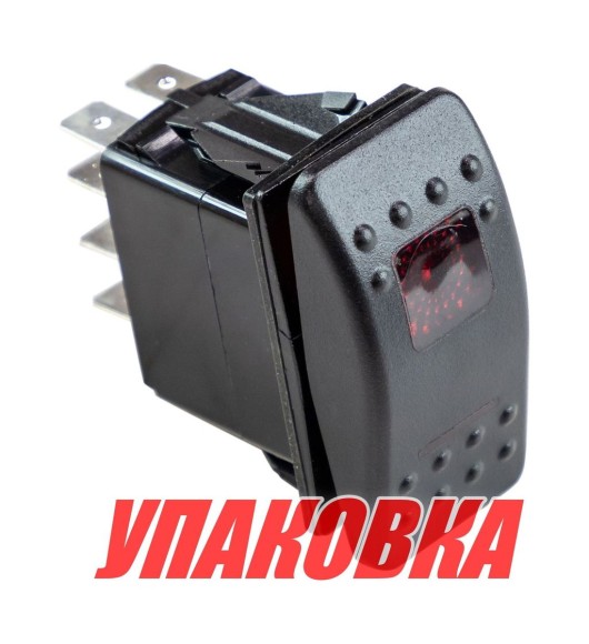 Переключатель трехпозиционный (ON)-OFF-(ON) 12В/20А 7р с подсветкой (упаковка из 10 шт.)