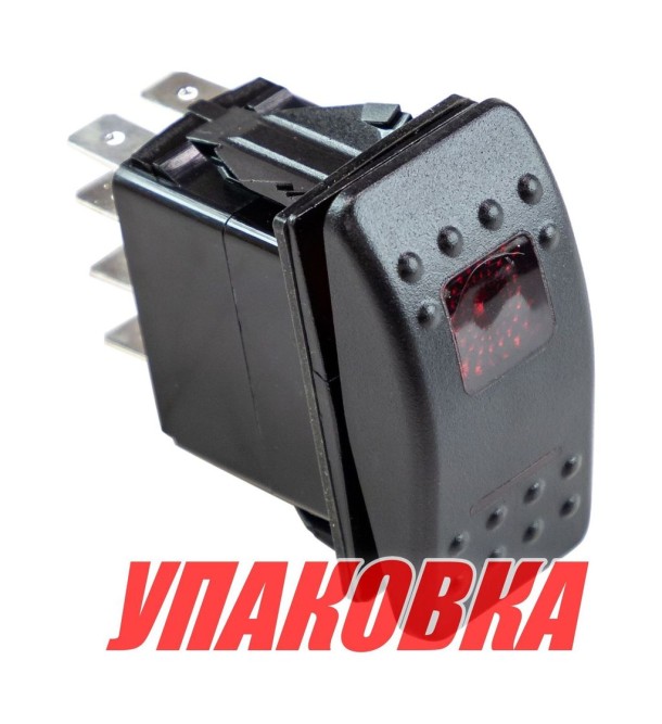 Переключатель трехпозиционный (ON)-OFF-(ON) 12В/20А 7р с подсветкой (упаковка из 10 шт.)