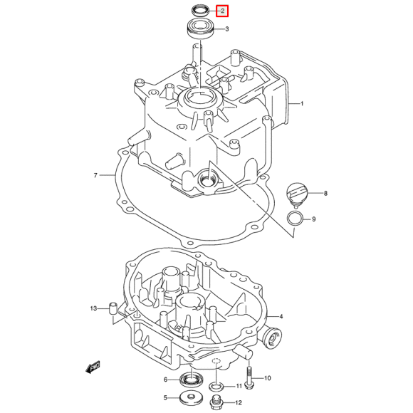 Сальник коленвала (верх) DF4-DF6 Suzuki (09283-25098) (25x35x5) (Suzuki)