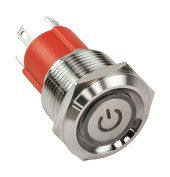Кнопка с фиксацией, подсветка красная, 12 В, д. 19мм Кнопка с фиксацией, подсветка красная, 12 В, д. 19мм