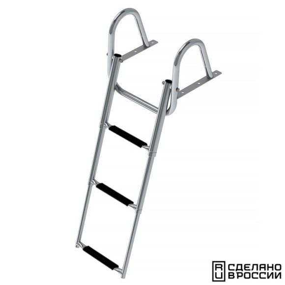 Трап телескопический с поручнем, 3 черных ступени (ширина 350 мм.)