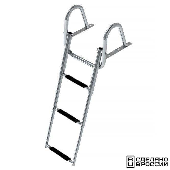 Трап телескопический с поручнем, 3 черных ступени (ширина 350 мм.)