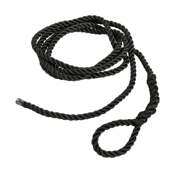 Веревка из полиэстера с огонами для крепления кранца, d8 мм, L1,5 м, цвет черный