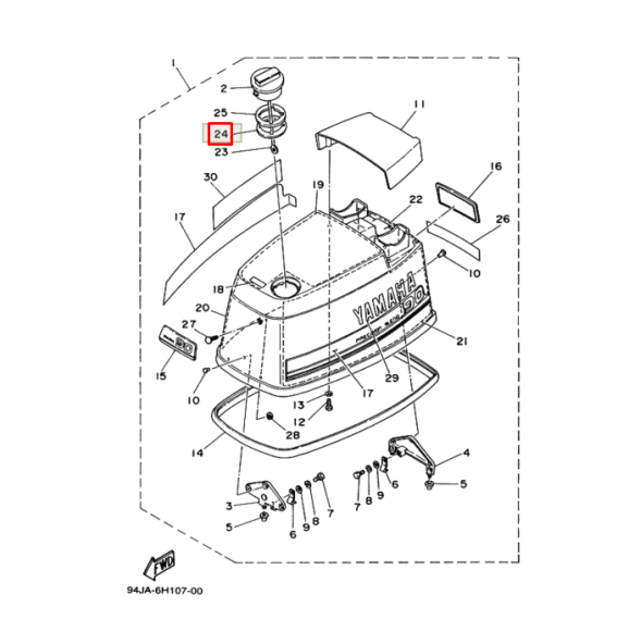Прокладка уплотнения крышки колпака Yamaha 40-90