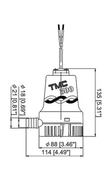 Помпа осушительная, 24 В, 500GPH (1892.5 л/ч) Помпа осушительная, 24 В, 500GPH (1892.5 л/ч)