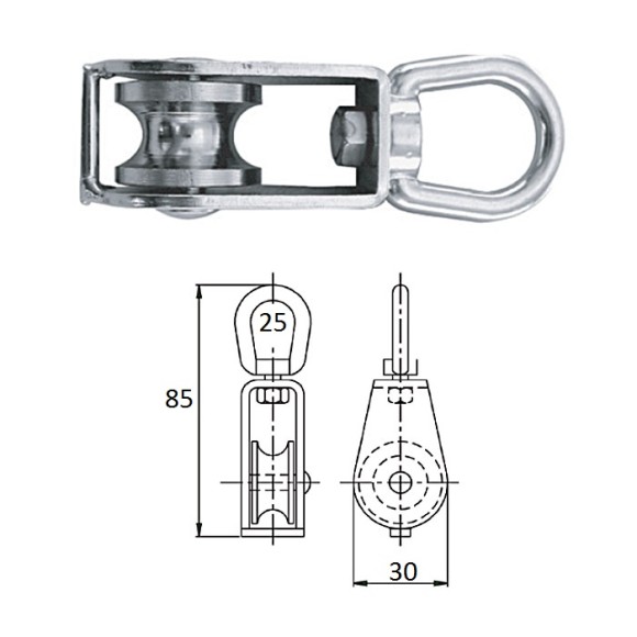 Блок 1-шкив. со скобой 25 мм Блок 1-шкив. со скобой 25 мм