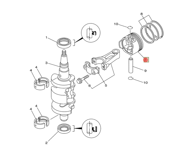 Поршень Yamaha F8-9,9 Hidea Marlin Gladiator (F9.9-01.02.00.02; 6AU-11631-00-96) (PREMARINE)