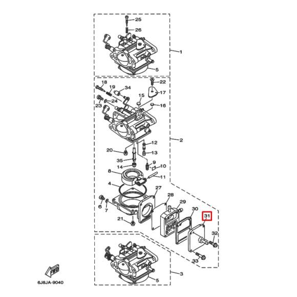Крышка топливного насоса Yamaha 30D (6J8) (три цилиндра) Япония Крышка топливного насоса Yamaha 30D (6J8) (три цилиндра) Япония