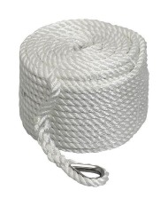 Трёх прядный якорный трос 10мм*45м белый