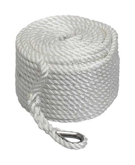 Трёх прядный якорный трос 10мм*45м белый