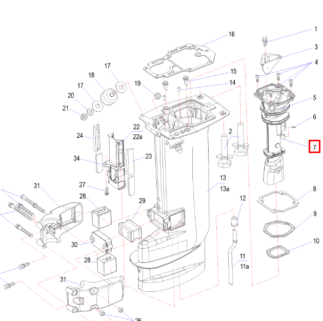 Уплотнение глушителя в дейдвуд Yamaha 25-30 (689-41135-00;30F-05.02.00.06)