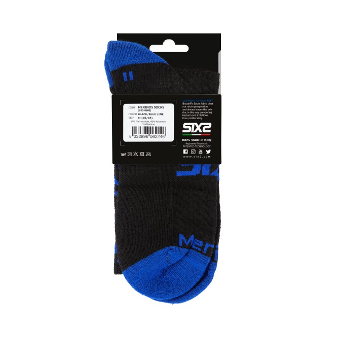 Носки SIXS MERINOS SOCKS Black/Blue Line, 36/39, Артикул: MESO--I-NELI