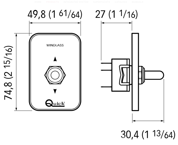 Панель управления якорной лебедкой WCS820, Quick