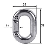 Звено ремонтное для цепи  6мм, нерж. сталь AISI316