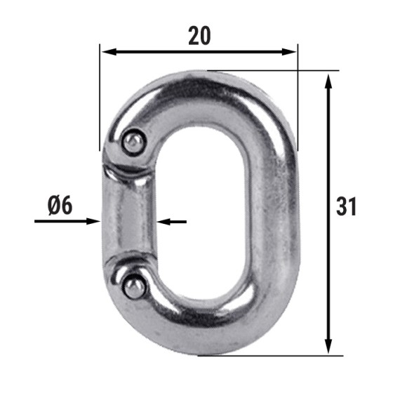Звено ремонтное для цепи  6мм, нерж. сталь AISI316 Звено ремонтное для цепи  6мм, нерж. сталь AISI316