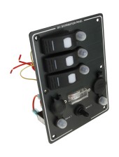 Панель бортового питания 3 переключателя, автоматы, разьём прикуривателя, розетка Панель бортового питания 3 переключателя, автоматы, разьём прикуривателя, розетка