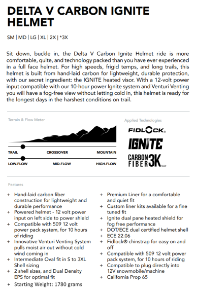 Шлем 509 Delta V Carbon Ignite с подогревом Black Ops, SM