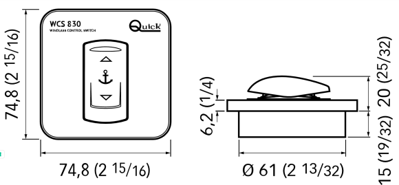 Панель управления якорной лебедкой WCS830, Quick