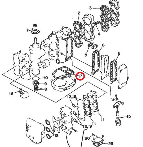 Прокладка под блок Yamaha 40-50 (Omax)