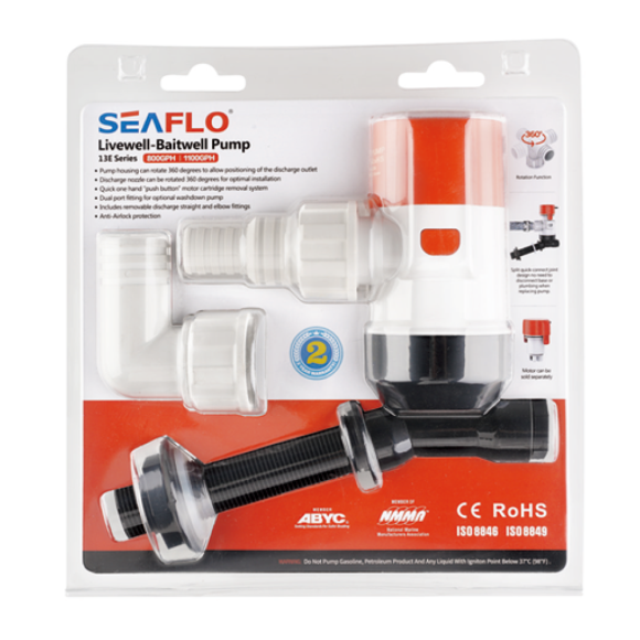 Помпа циркуляционная SeaFlo трюмная, 24V 1100 галлон/час, патрубок 25/29 мм Помпа циркуляционная SeaFlo трюмная, 24V 1100 галлон/час, патрубок 25/29 мм