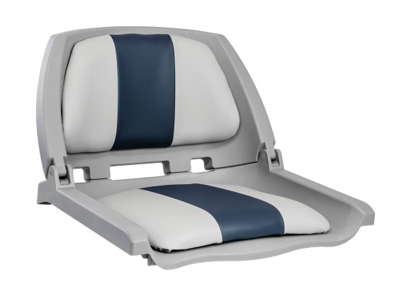 Кресло мягкое складное, обивка винил, цвет серый/синий