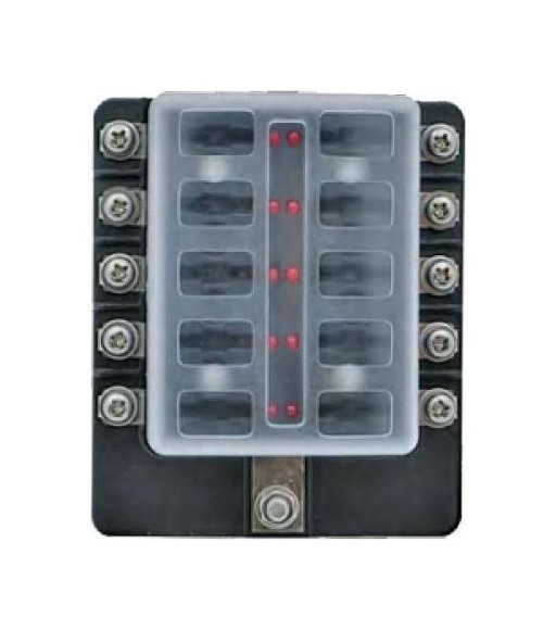 Блок на 10 предохранителей с индикацией исправности предохранителя, Marine Rocket Блок на 10 предохранителей с индикацией исправности предохранителя, Marine Rocket