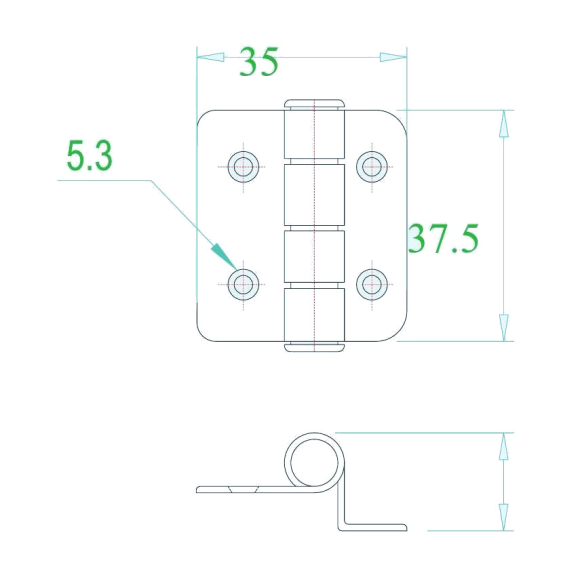Петля 35х37х2х10 мм нержавеющая