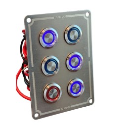 Панель управления 5+1 ‑ кнопочная 15А с LED‑подсветкой (вкл/выкл), AISI304