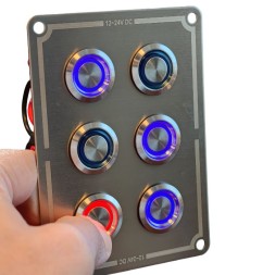 Панель управления 5+1 ‑ кнопочная 15А с LED‑подсветкой (вкл/выкл), AISI304
