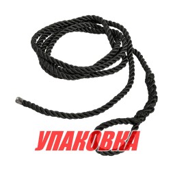 Веревка из полиэстера с огонами для крепления кранца, d6 мм, L1,5 м, цвет черный (упаковка из 6 шт.)