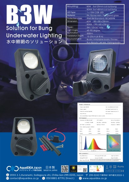 Подводный огонь со сливной пробкой, Blue, AquaIDEA