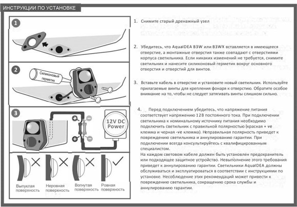 Подводный огонь со сливной пробкой, Blue, AquaIDEA